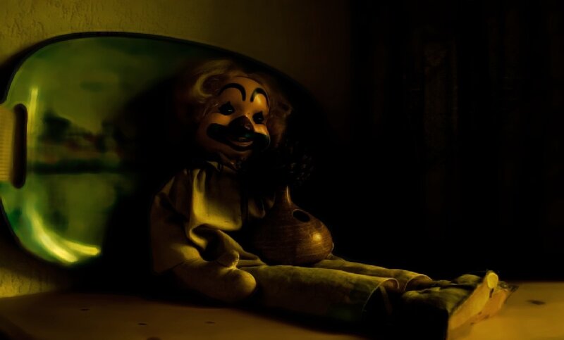Clown Doll in Dark Room