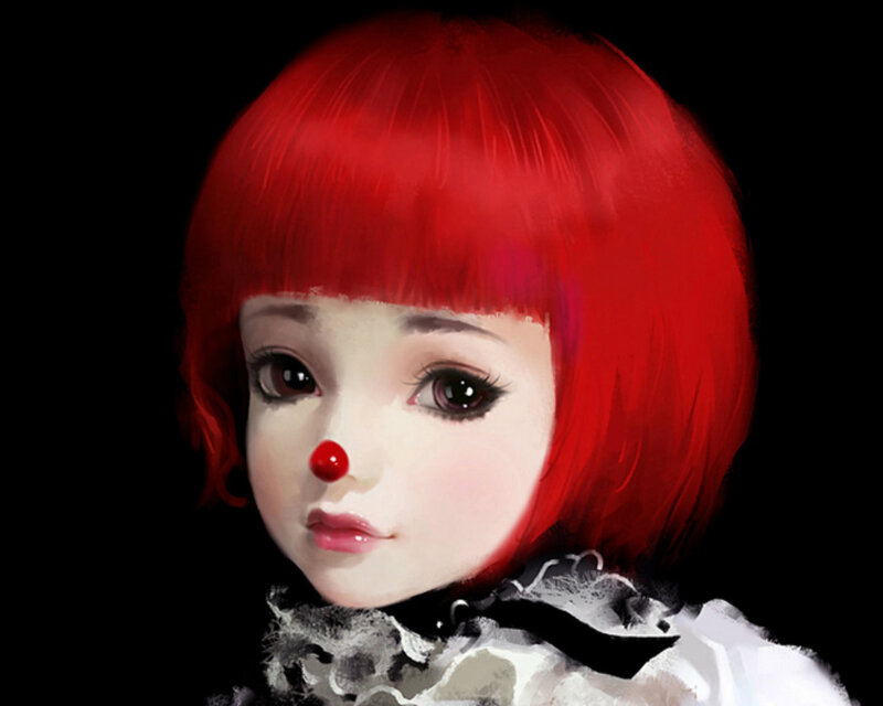 Clown Doll with Red Hair