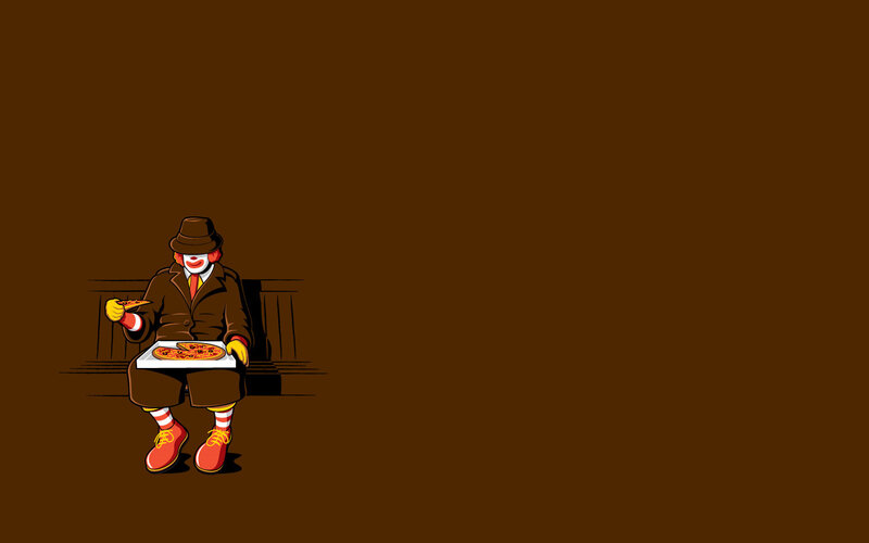 Clown Eating Pizza — Brown