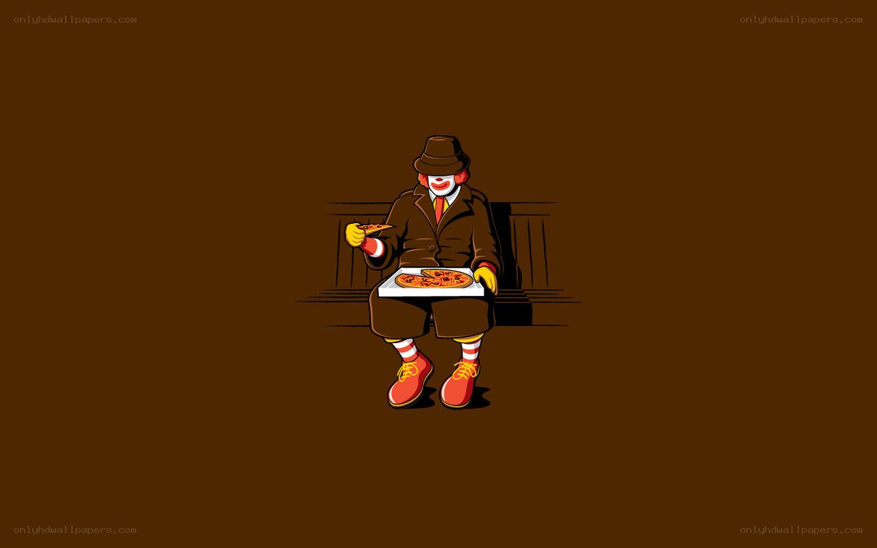 clown eating pizza