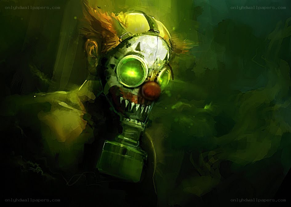 clown gas mask character