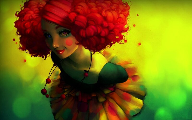 clown girl with red hair