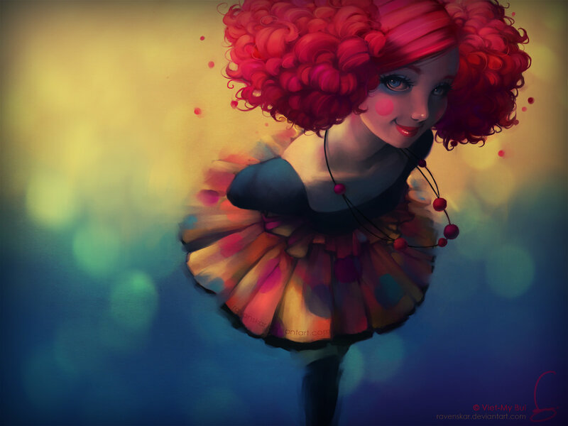 clown girl with red hair