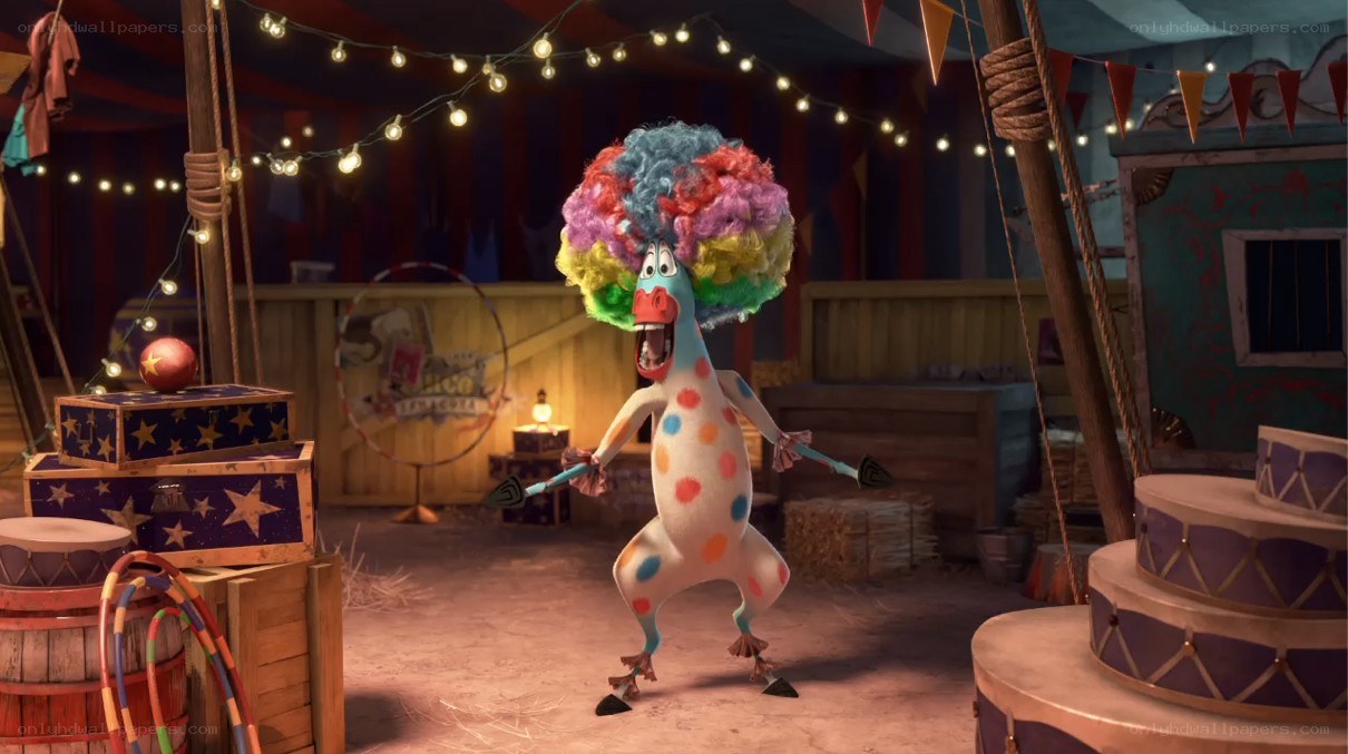 clown horse in circus tent