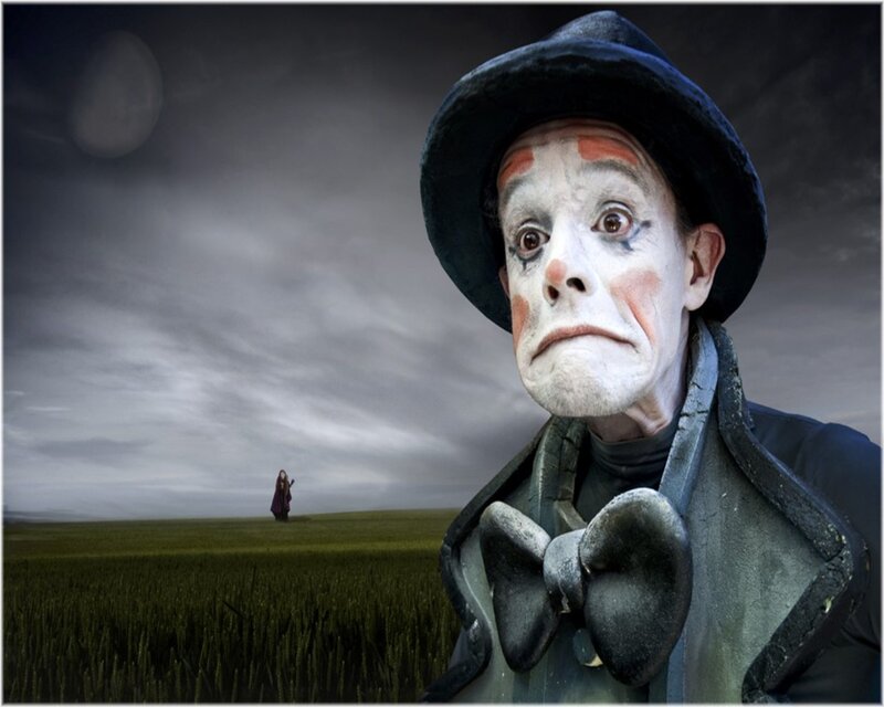 clown in a field