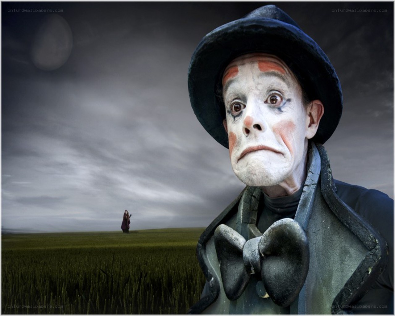 clown in a field