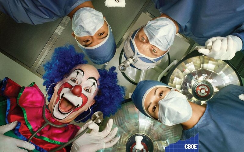 Clown in Operating Room — Blue