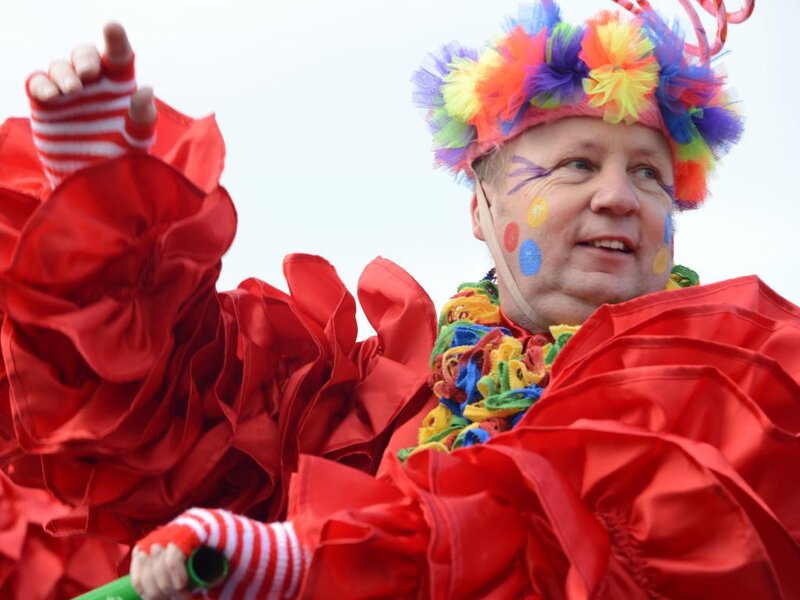 Clown in Red Costume
