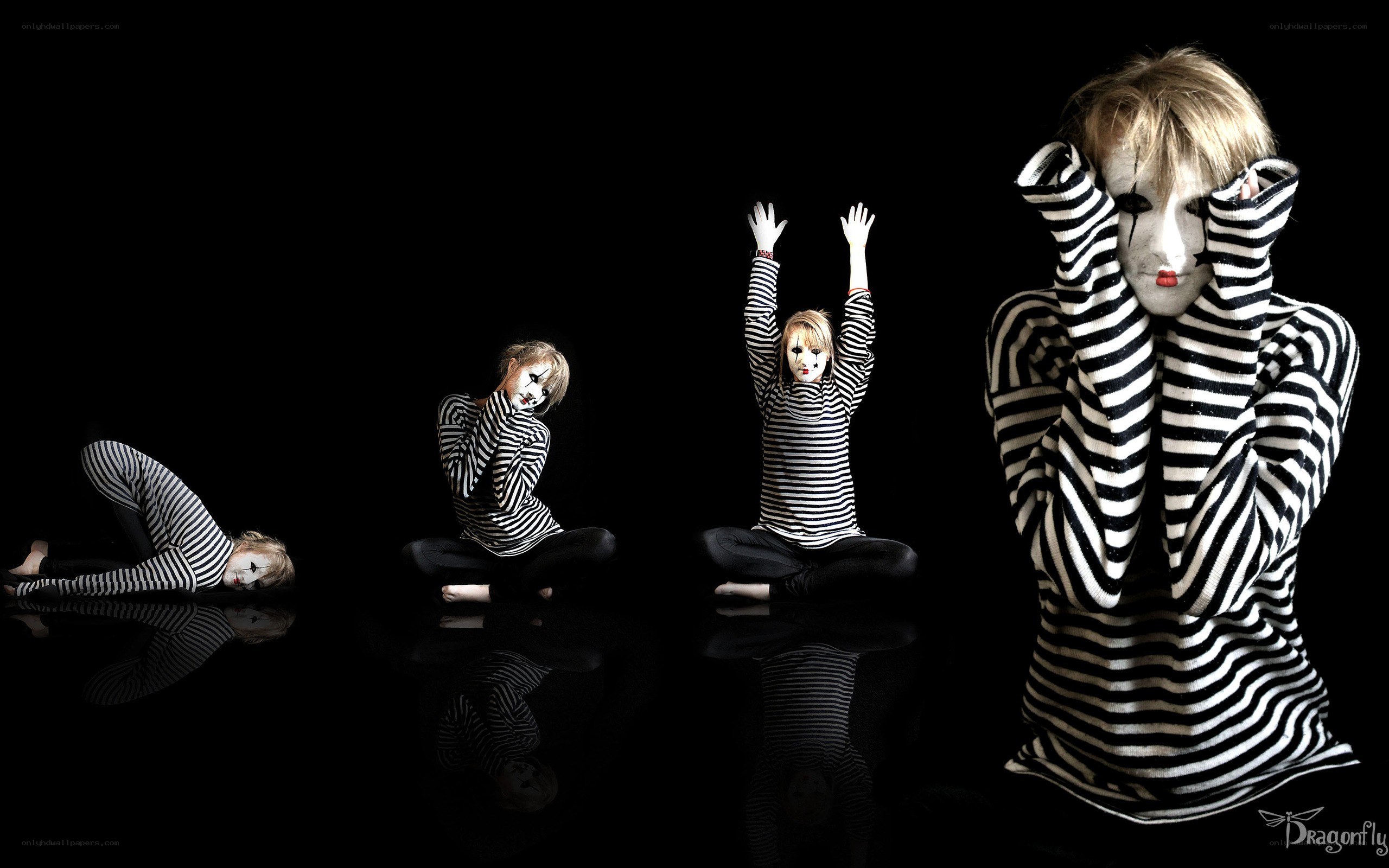 clown in striped suit