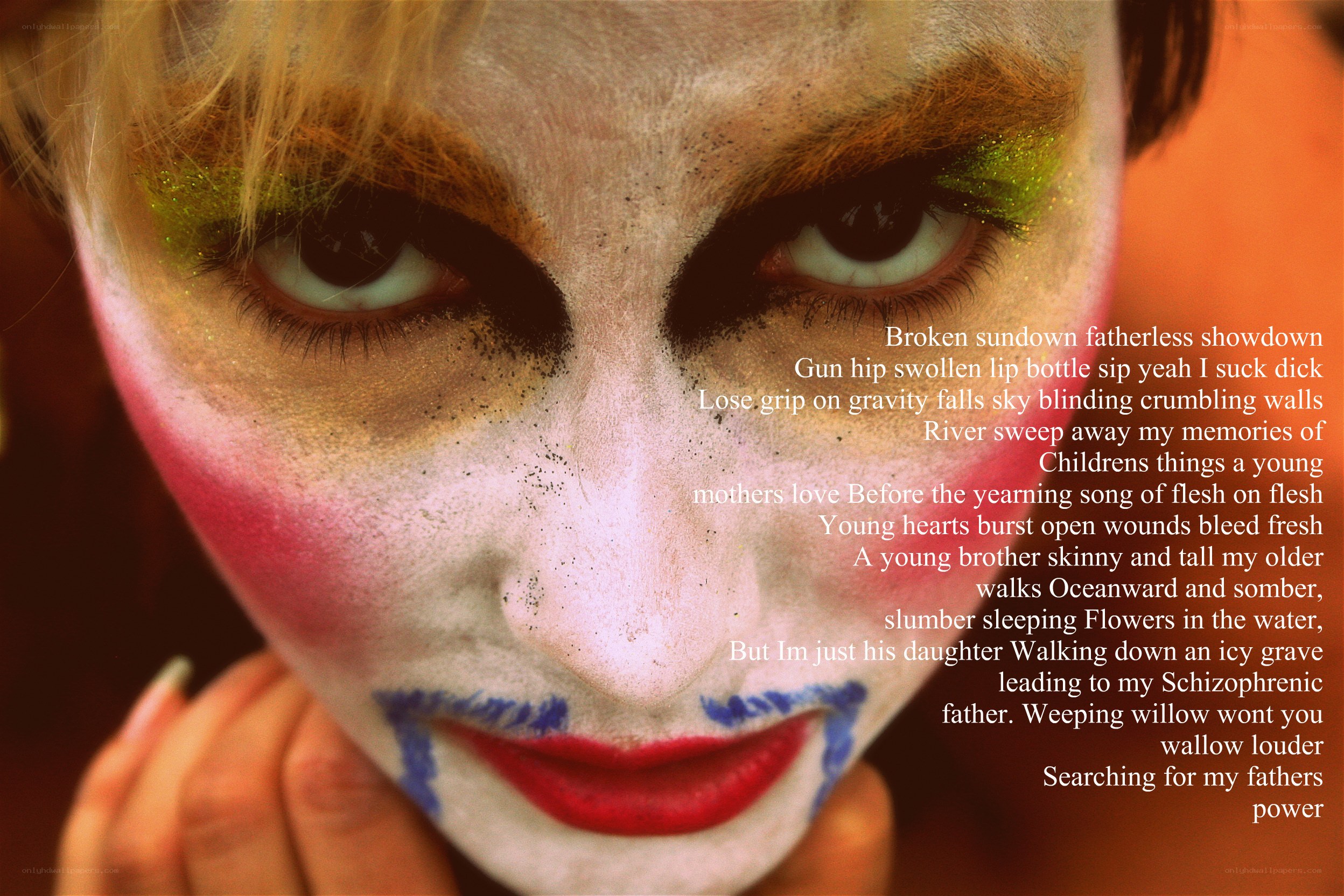 clown makeup with poem