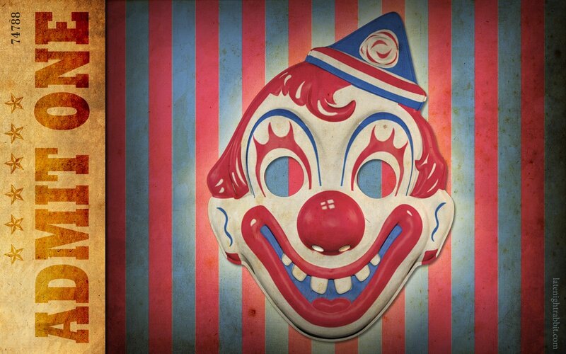 Clown Mask on Striped Background