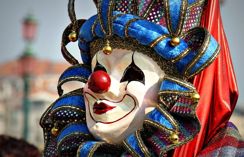 Clown Mask with Blue Hat