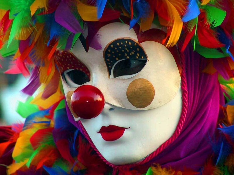 Clown Mask with Feathers