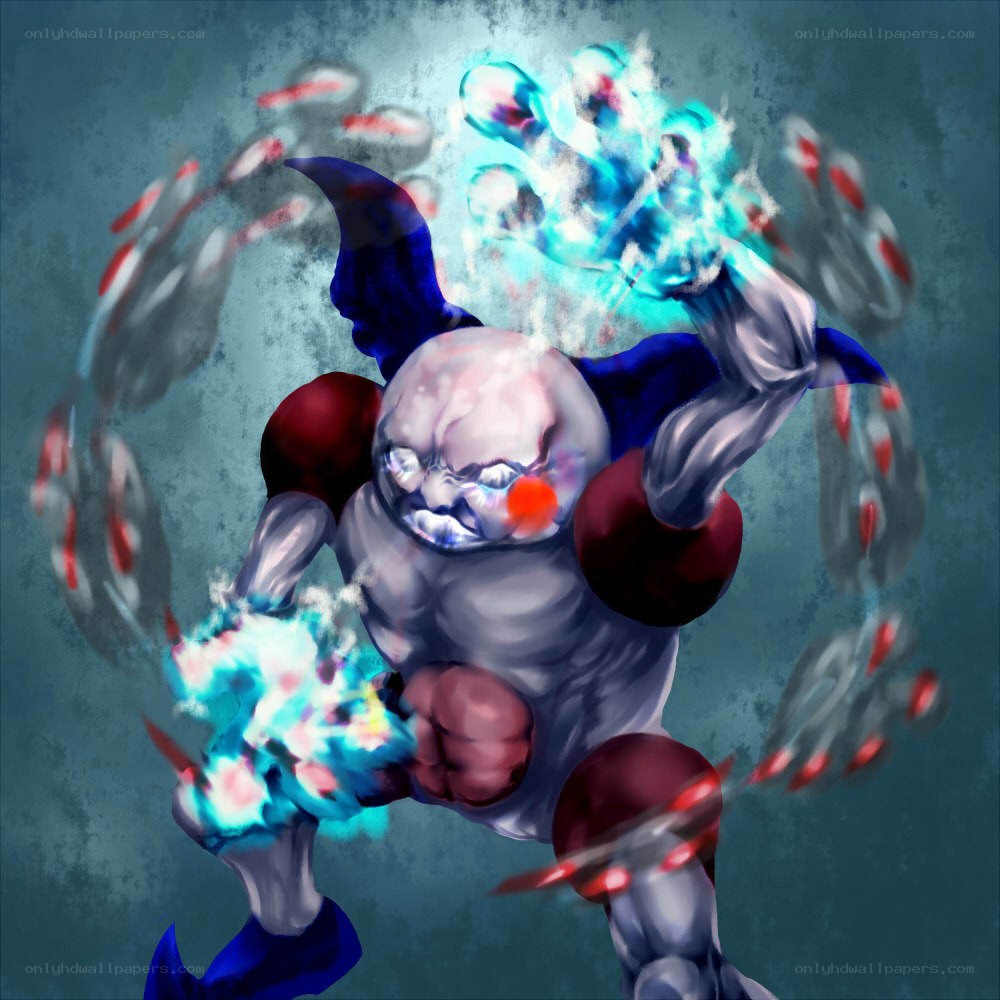 clown monster with energy fists