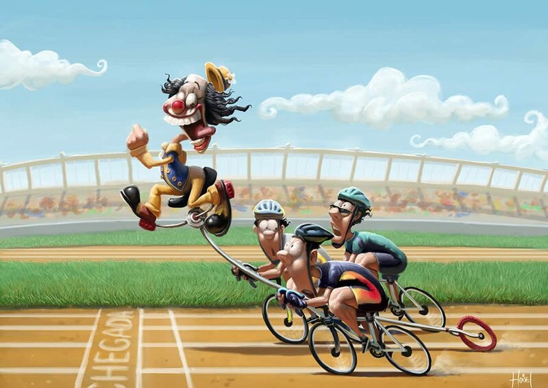 clown racing on a bike