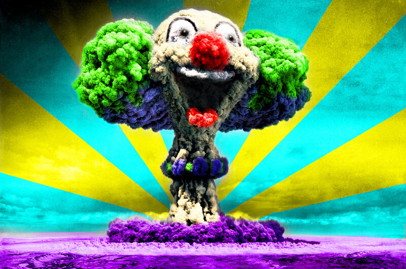 Clown-shaped Explosion — Yellow, Dramatic, Digital Art