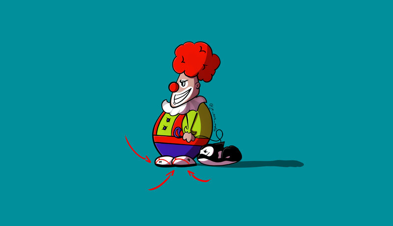 Clown Sitting on Floor — Teal