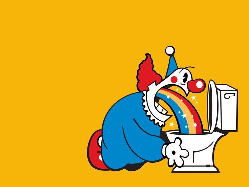 clown vomiting rainbow