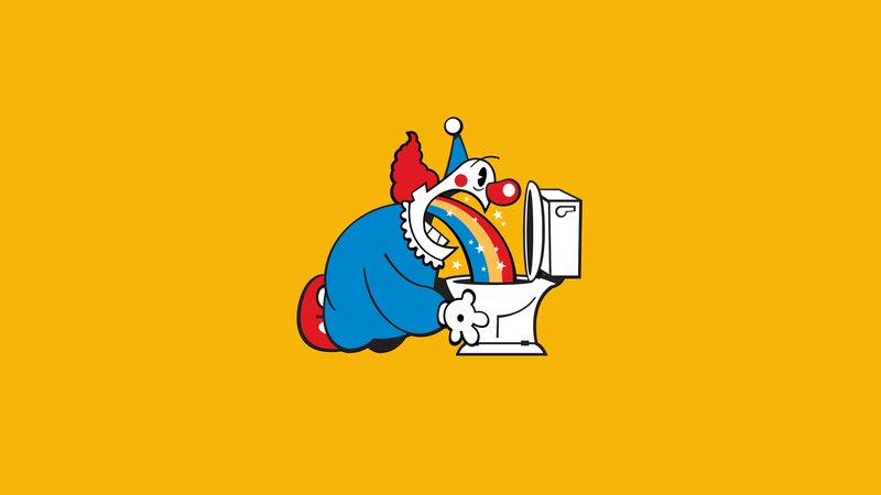 Clown Vomiting Rainbow — Yellow, Absurd