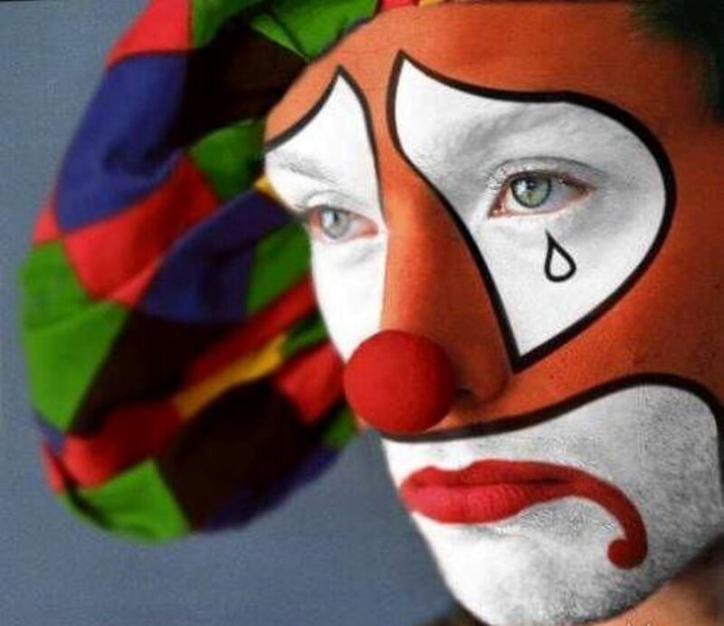 Clown with Painted Face — White