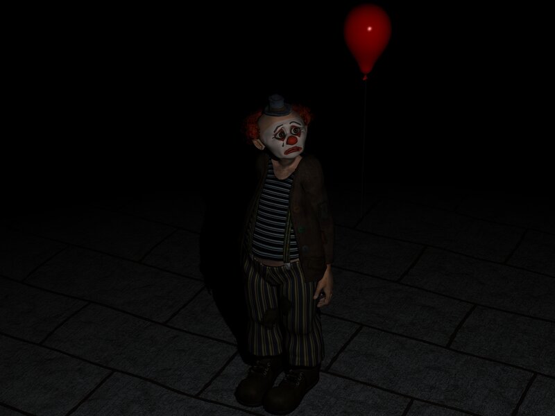 Clown with Red Balloon
