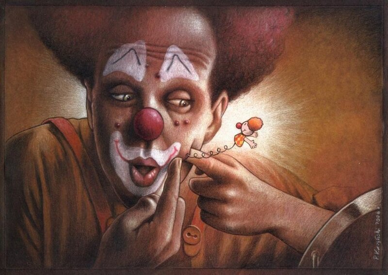 Clown with Red Nose — Brown