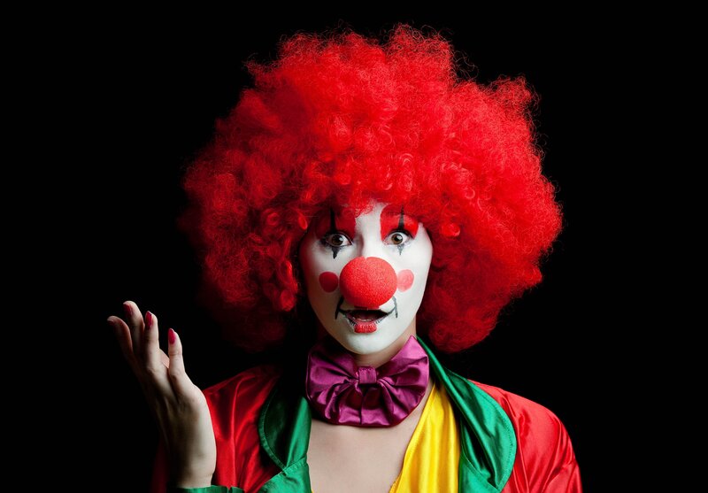 clown with red wig