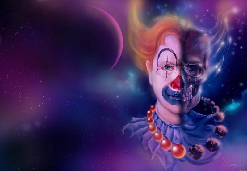 clown with skull face