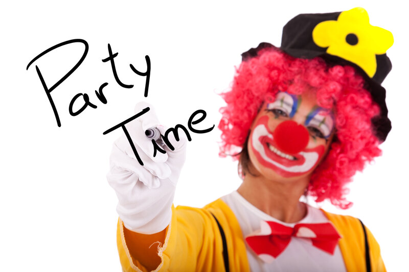 Clown Writing on Screen