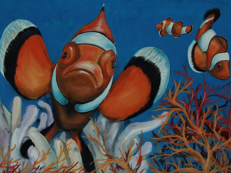 Clownfish in Coral — Blue