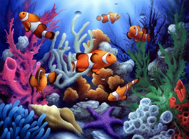 Clownfish in Coral Reef — Blue, Vibrant