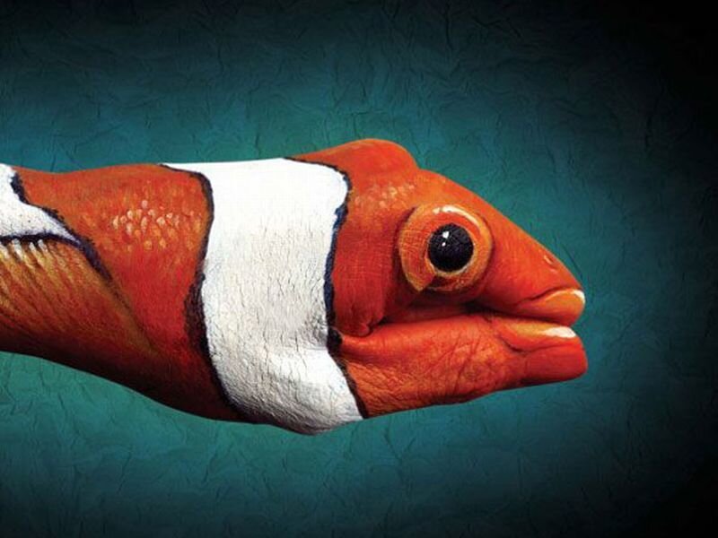 Clownfish Painted on Hand