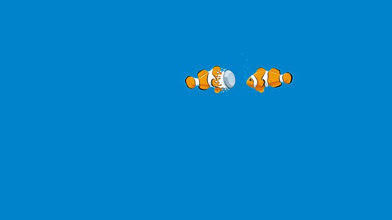 clownfish with bottle cap