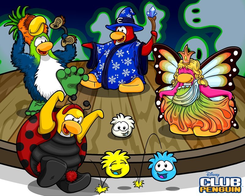 Club Penguin characters on stage