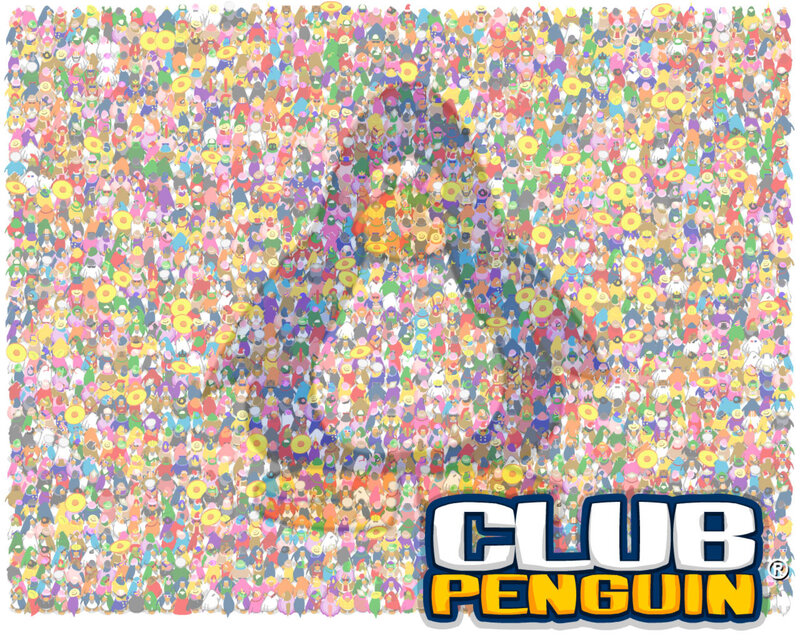 Club Penguin crowd mosaic