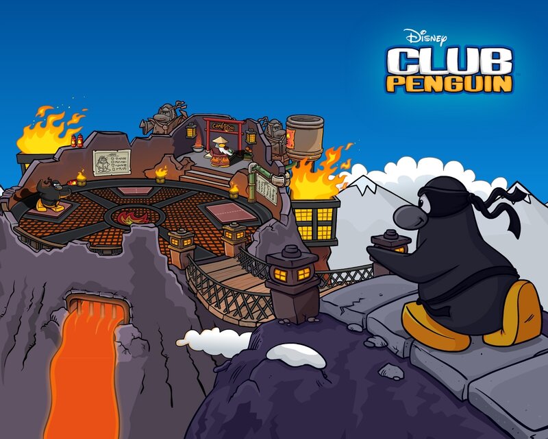 Club Penguin volcano dojo