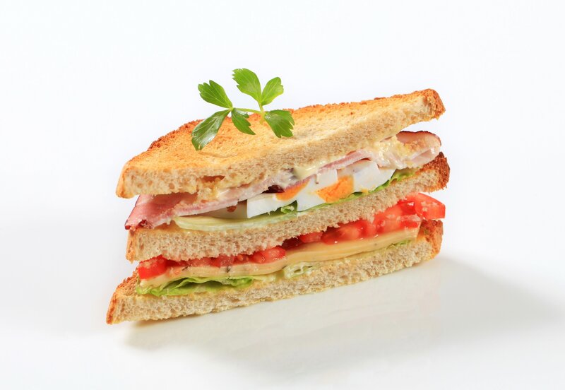 Club sandwich with garnish