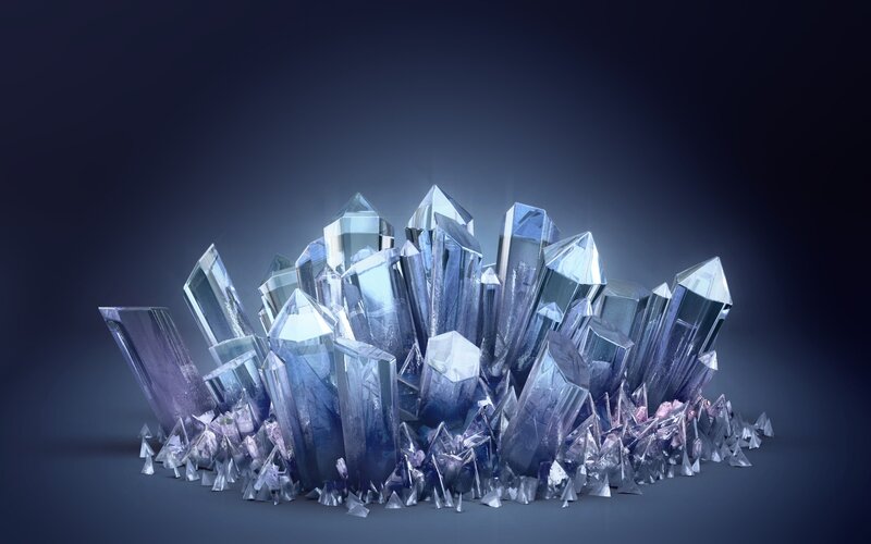 Cluster of Blue Crystals — Dramatic, 3d Render