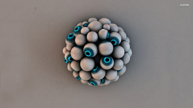 cluster of glowing eyes