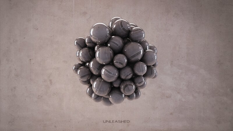 cluster of metallic spheres