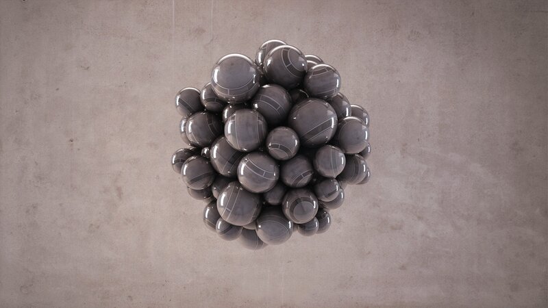 cluster of metallic spheres