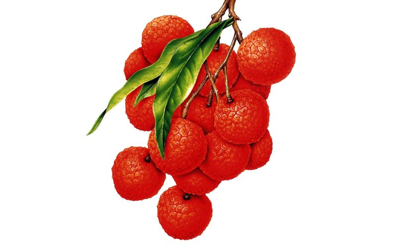 Cluster of Red Lychees — Natural