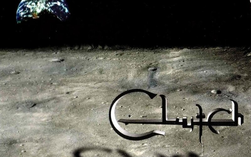 Clutch band logo on moon surface