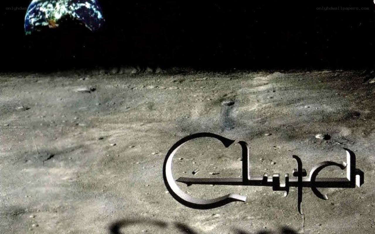Clutch band logo on moon surface