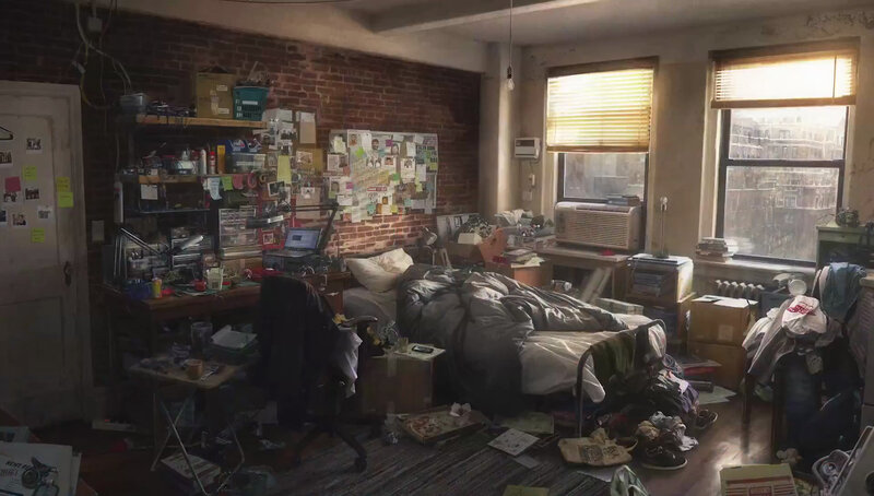 Cluttered Bedroom Interior — Brown
