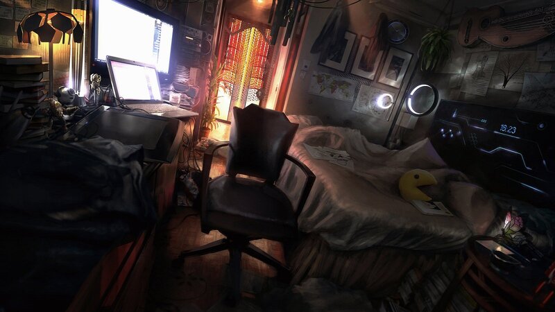 Cluttered Bedroom Interior