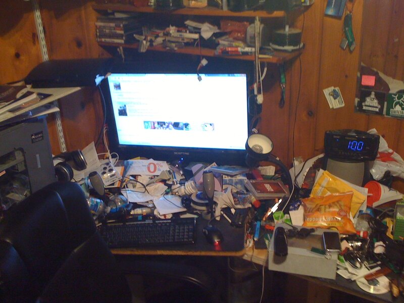 Cluttered Computer Desk — Black