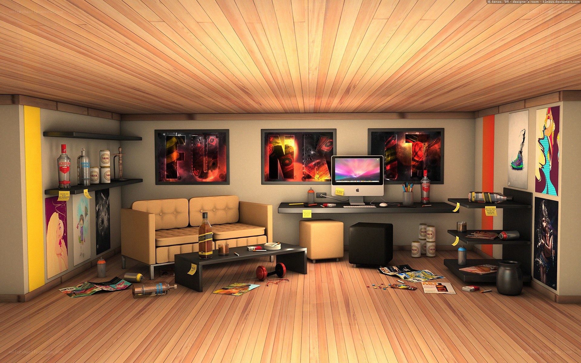 cluttered designer's room