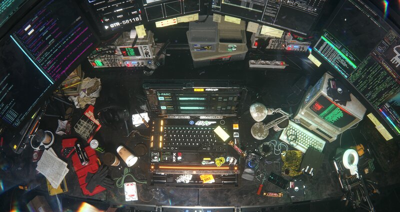 Cluttered Hacker Workstation