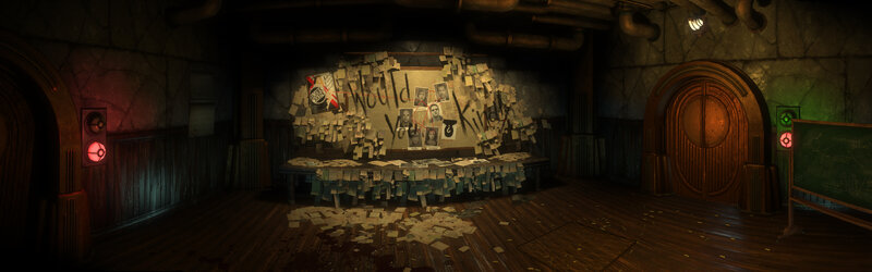 cluttered investigation room
